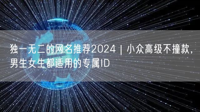 独一无二的网名推荐2024｜小众高级不撞款，男生女生都适用的专属ID