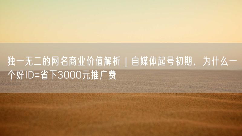独一无二的网名商业价值解析｜自媒体起号初期，为什么一个好ID=省下3000元推广费