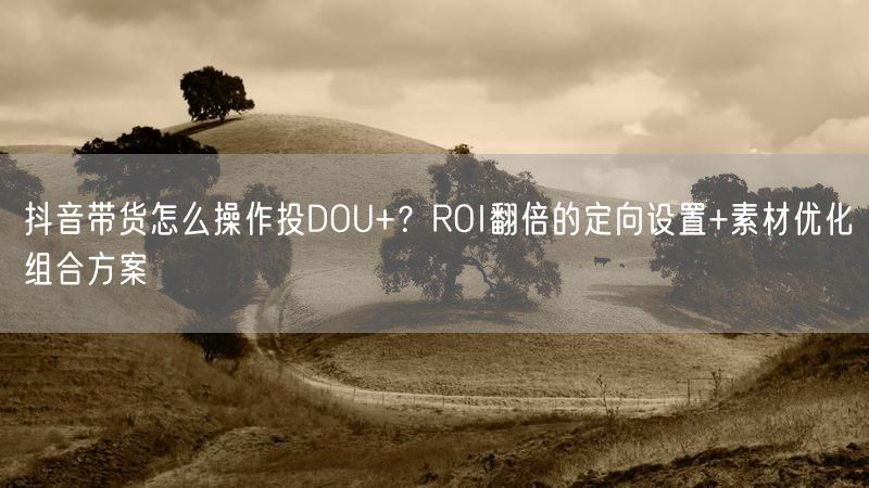 抖音带货怎么操作投DOU+？ROI翻倍的定向设置+素材优化组合方案
