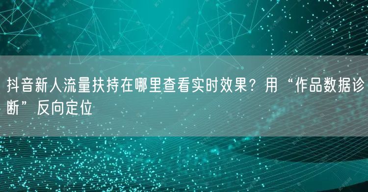 抖音新人流量扶持在哪里查看实时效果？用“作品数据诊断”反向定位