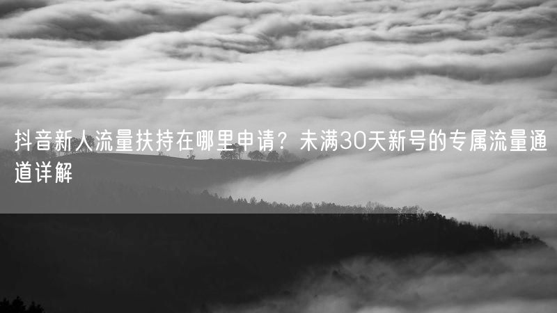 抖音新人流量扶持在哪里申请？未满30天新号的专属流量通道详解