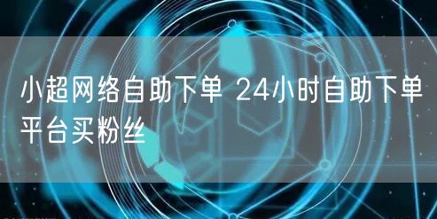小超网络自助下单 24小时自助下单平台买粉丝