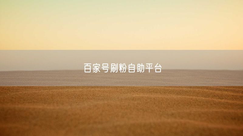 百家号刷粉自助平台