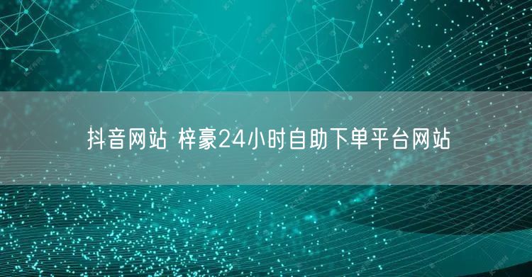 抖音网站 梓豪24小时自助下单平台网站