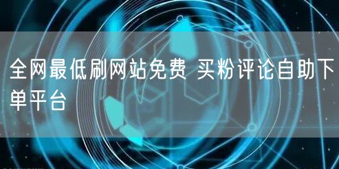 全网最低刷网站免费 买粉评论自助下单平台