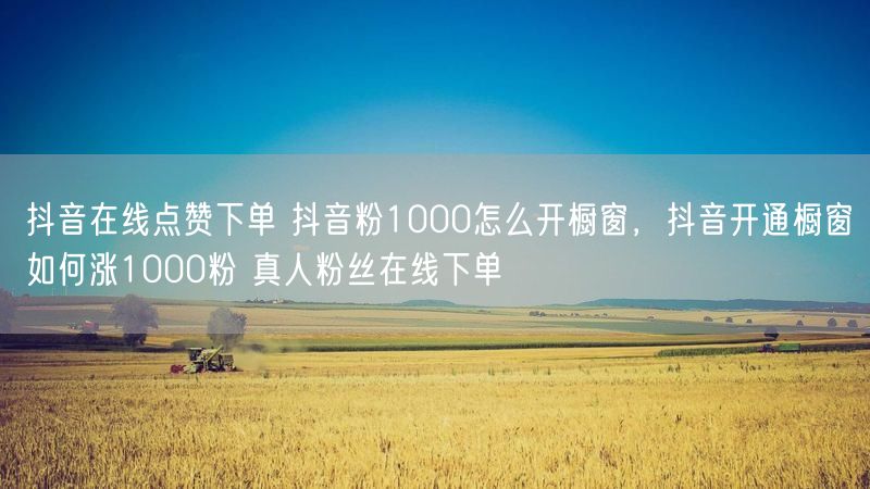 抖音在线点赞下单 抖音粉1000怎么开橱窗，抖音开通橱窗如何涨1000粉 真人粉丝在线下单