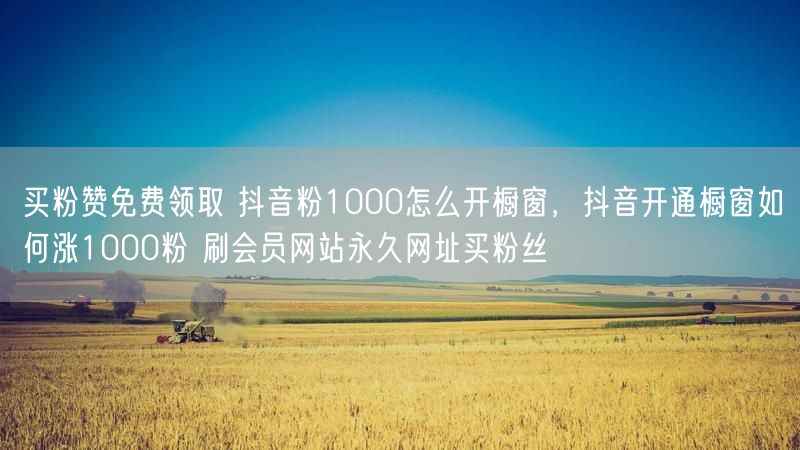 买粉赞免费领取 抖音粉1000怎么开橱窗，抖音开通橱窗如何涨1000粉 刷会员网站永久网址买粉丝