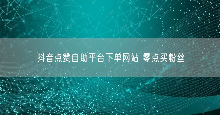 抖音点赞自助平台下单网站 零点买粉丝