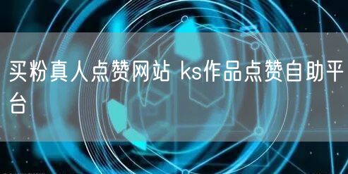 买粉真人点赞网站 ks作品点赞自助平台