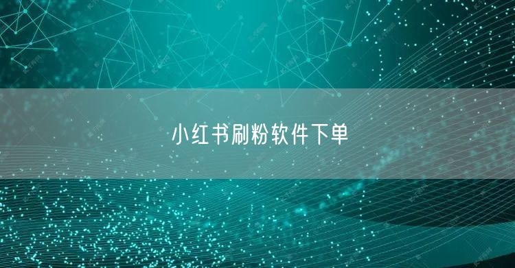 小红书刷粉软件下单