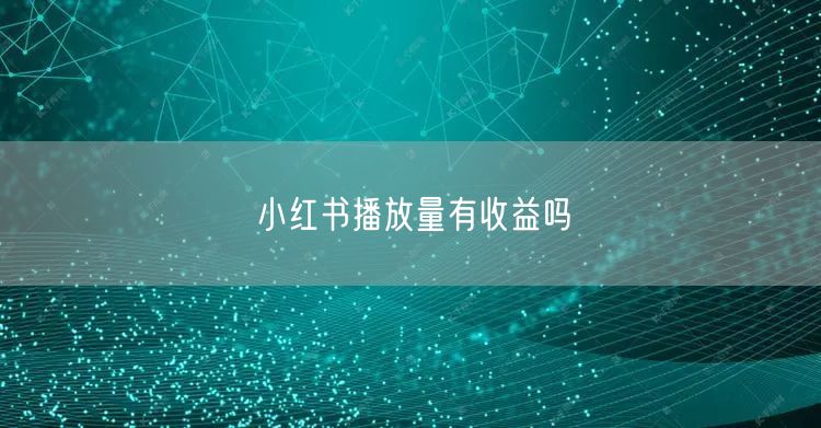 小红书播放量有收益吗