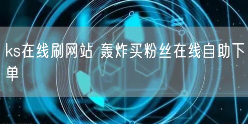 ks在线刷网站 轰炸买粉丝在线自助下单